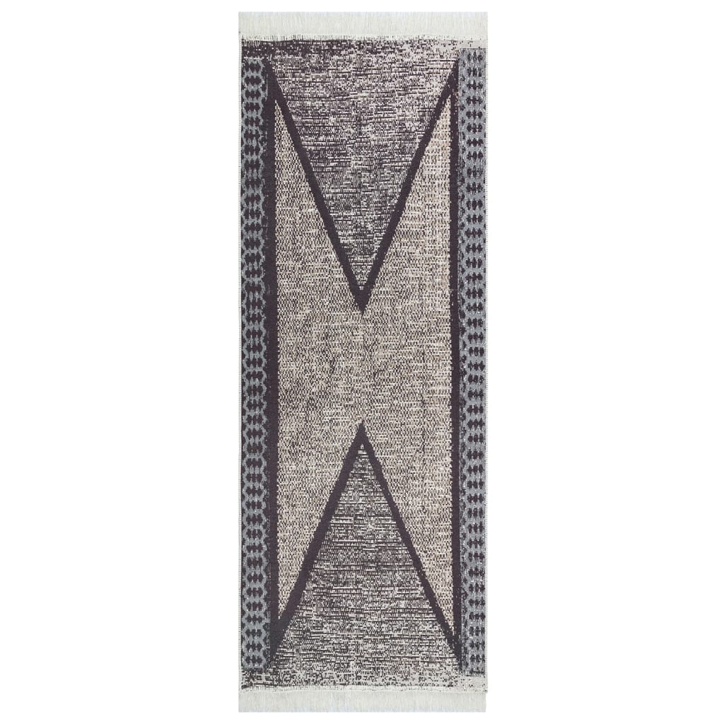 vidaXL Rug Black and Grey 100x300 cm Cotton