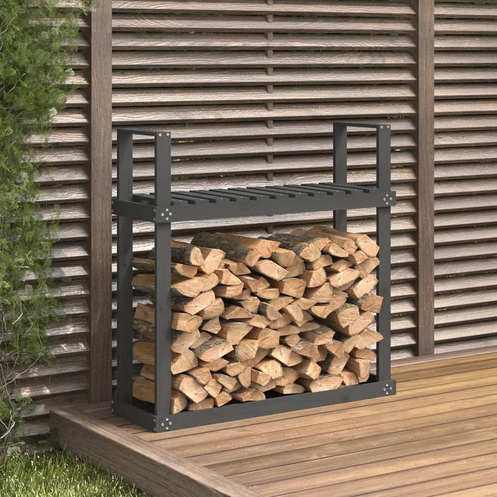 vidaXL Firewood Rack Grey 110x35x108.5 cm Solid Wood Pine