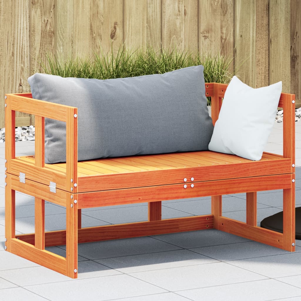vidaXL Garden Sofa Bench Extendable Wax Brown Solid Wood Pine