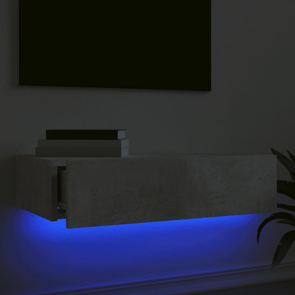 vidaXL TV Cabinet with LED Lights Concrete Grey 60x35x15.5 cm