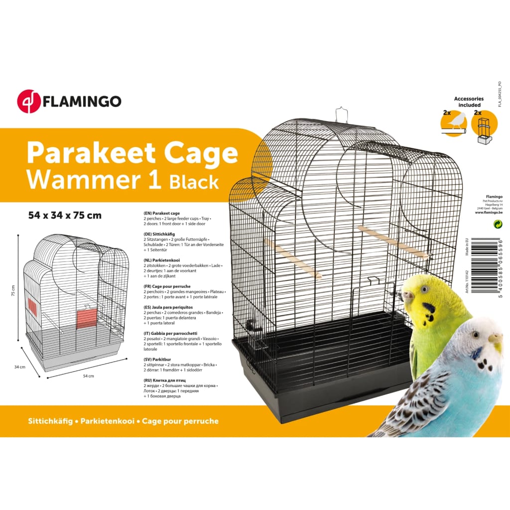 FLAMINGO Budgie Cage Wammer 1 54x34x75 cm Black