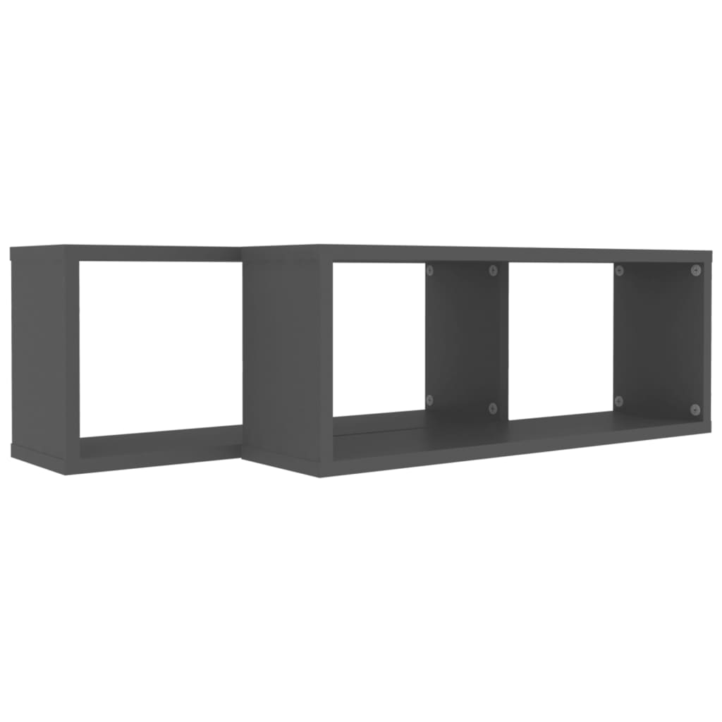 vidaXL Wall Cube Shelf 2 pcs Grey 60x15x23 cm Engineered Wood