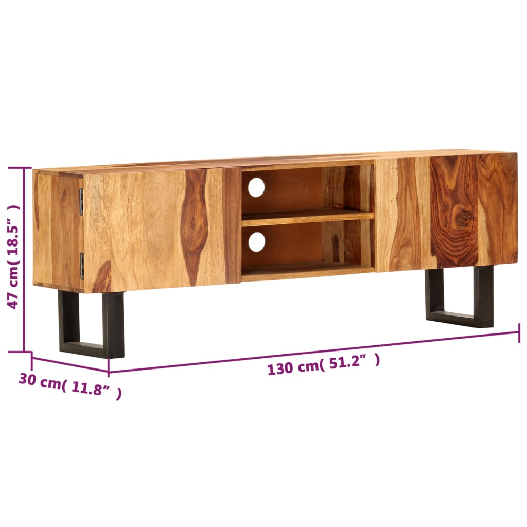 vidaXL TV Cabinet 130x30x47 cm Solid Wood Sheesham