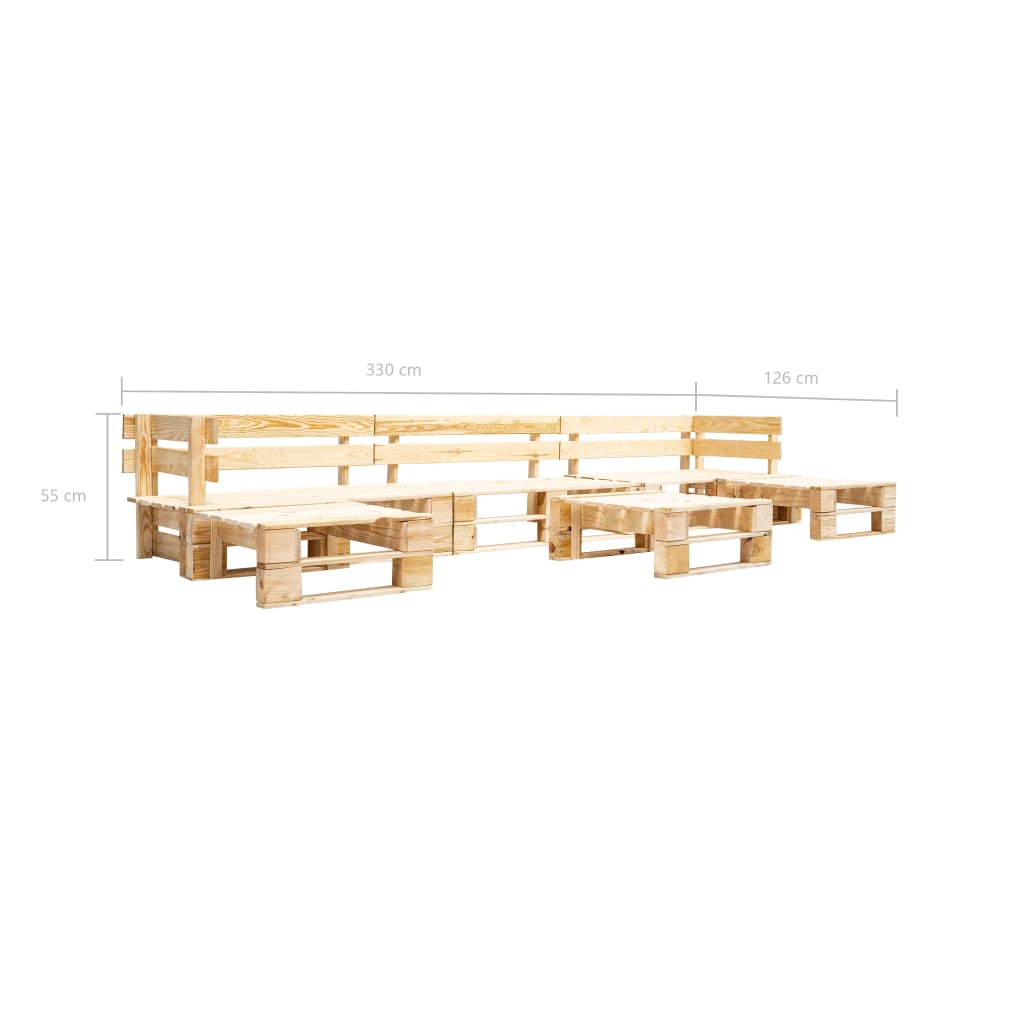 vidaXL 6 Piece Garden Pallet Lounge Set Natural Wood