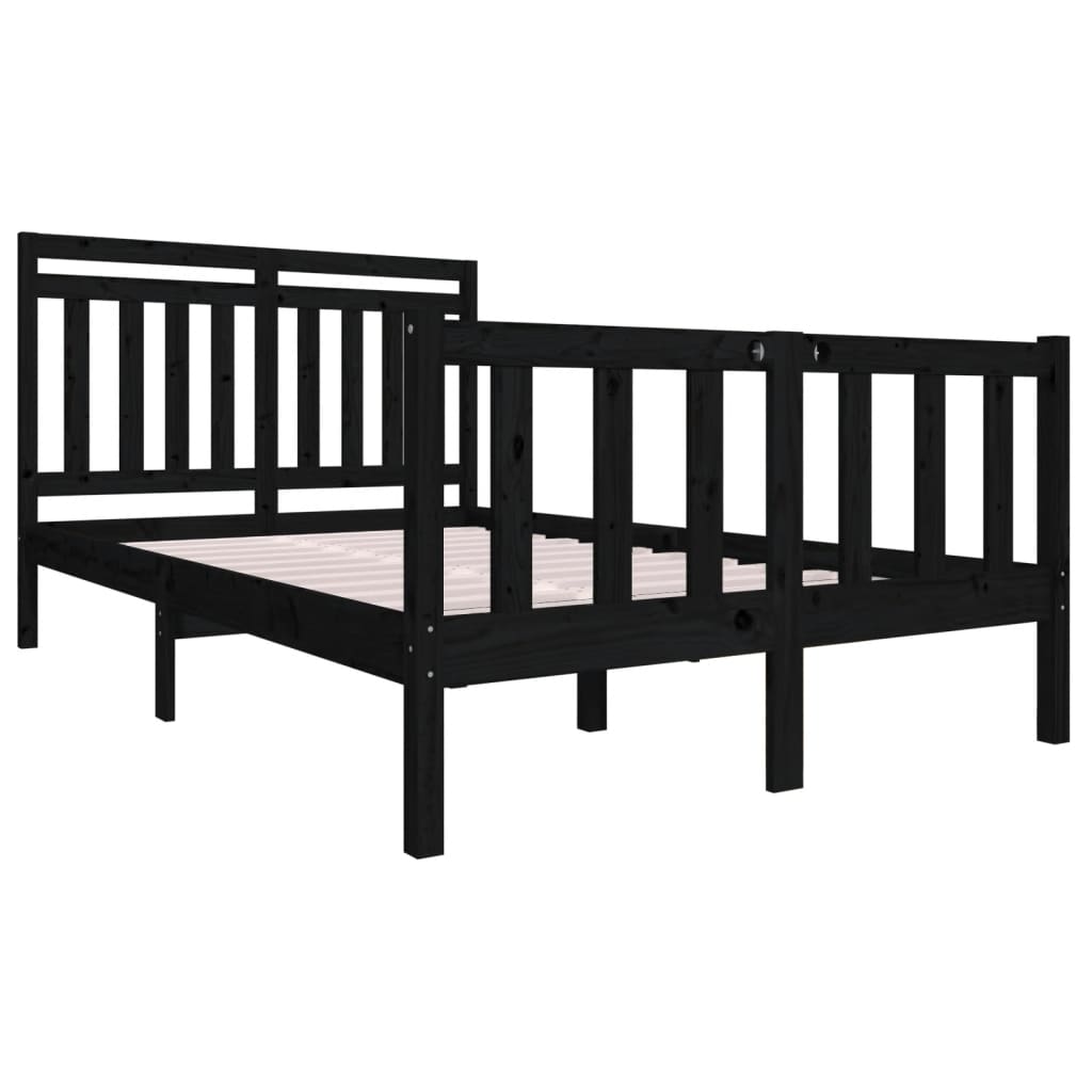 vidaXL Bed Frame Black 120x190 cm Small Double Solid Wood