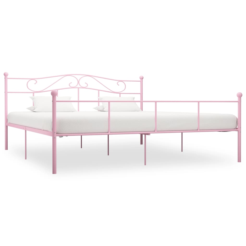 vidaXL Bed Frame Pink Metal 180x200 cm Super King