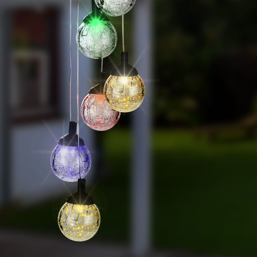 HI Solar LED Deco-Light Crackle Glass 6 Bulbs