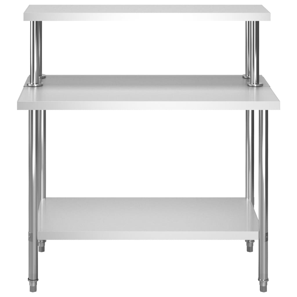 vidaXL Kitchen Work Table with Overshelf 120x60x120 cm Stainless Steel