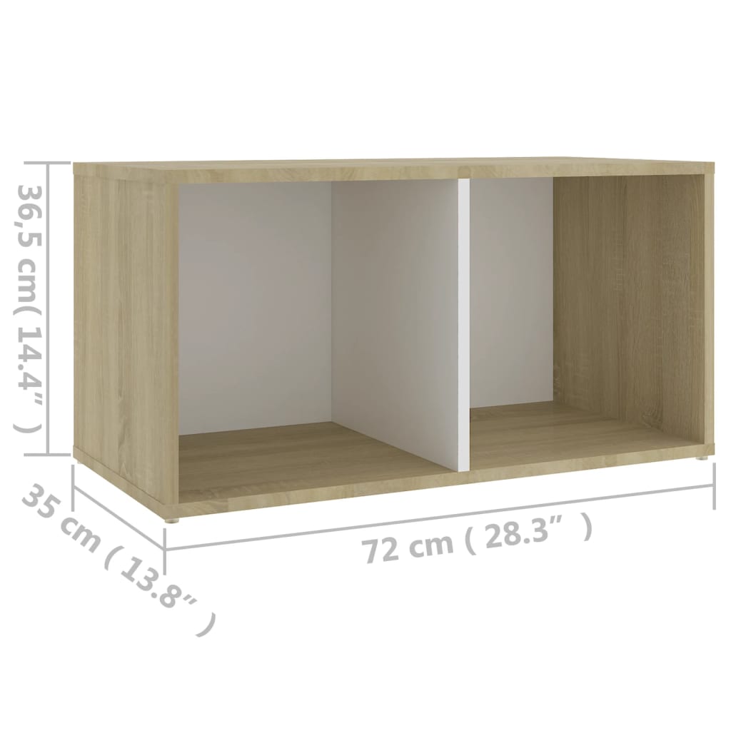 vidaXL TV Cabinet White and Sonoma Oak 72x35x36.5 cm Engineered Wood