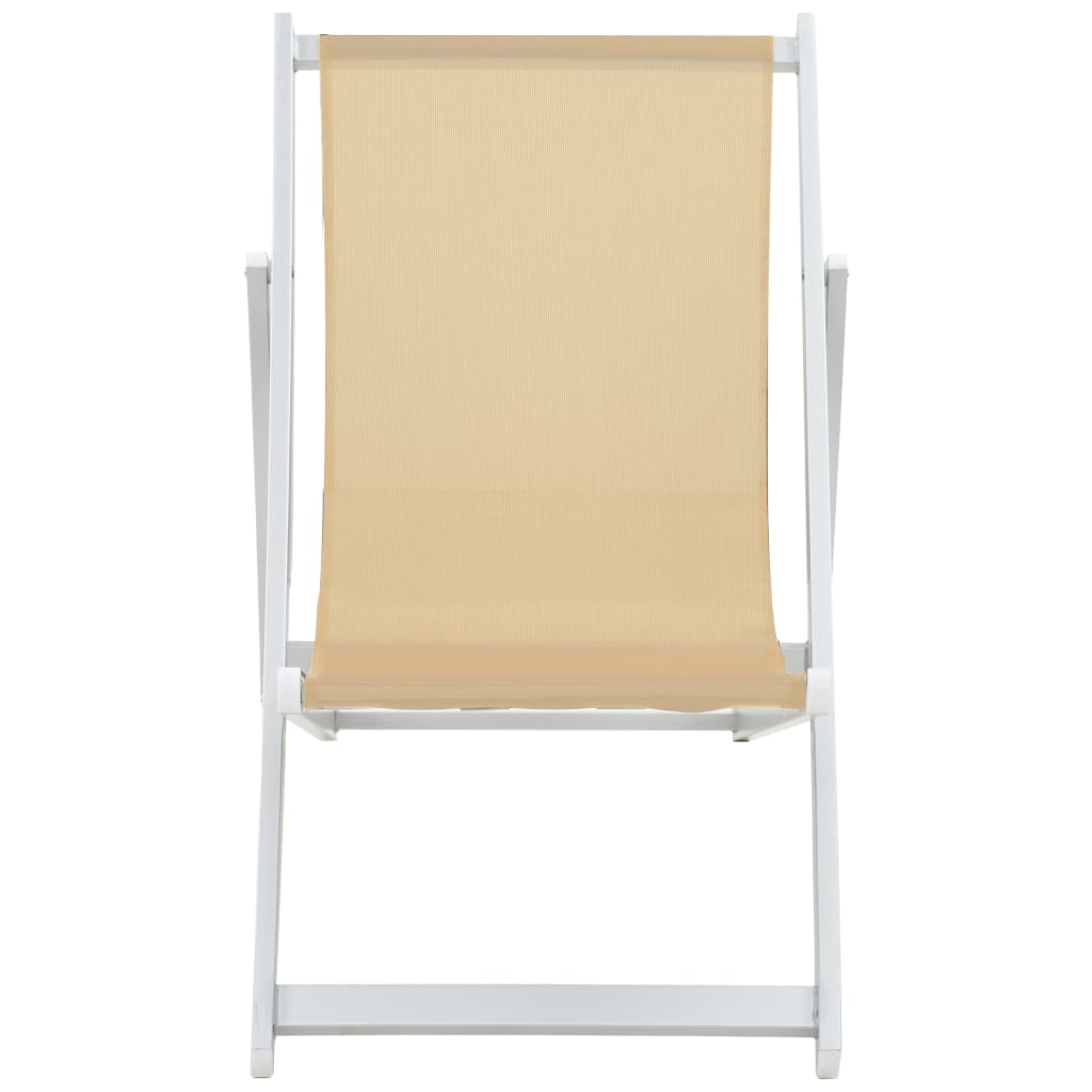 vidaXL Folding Beach Chairs 2 pcs Aluminium and Textilene Cream