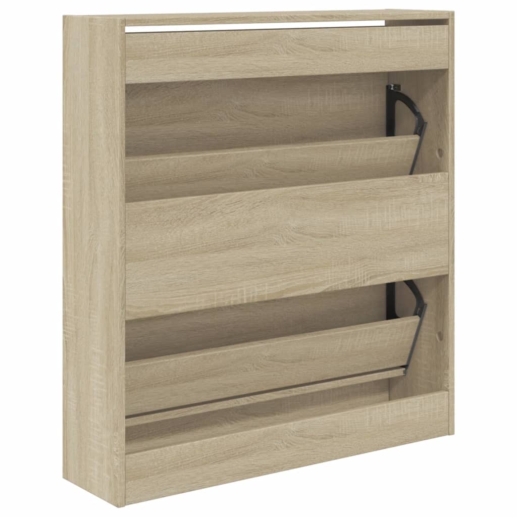 vidaXL Shoe Cabinet Sonoma Oak 80x21x87.5 cm Engineered Wood