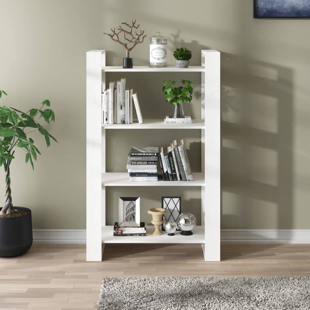vidaXL Book Cabinet/Room Divider White 80x35x125 cm Solid Wood Pine