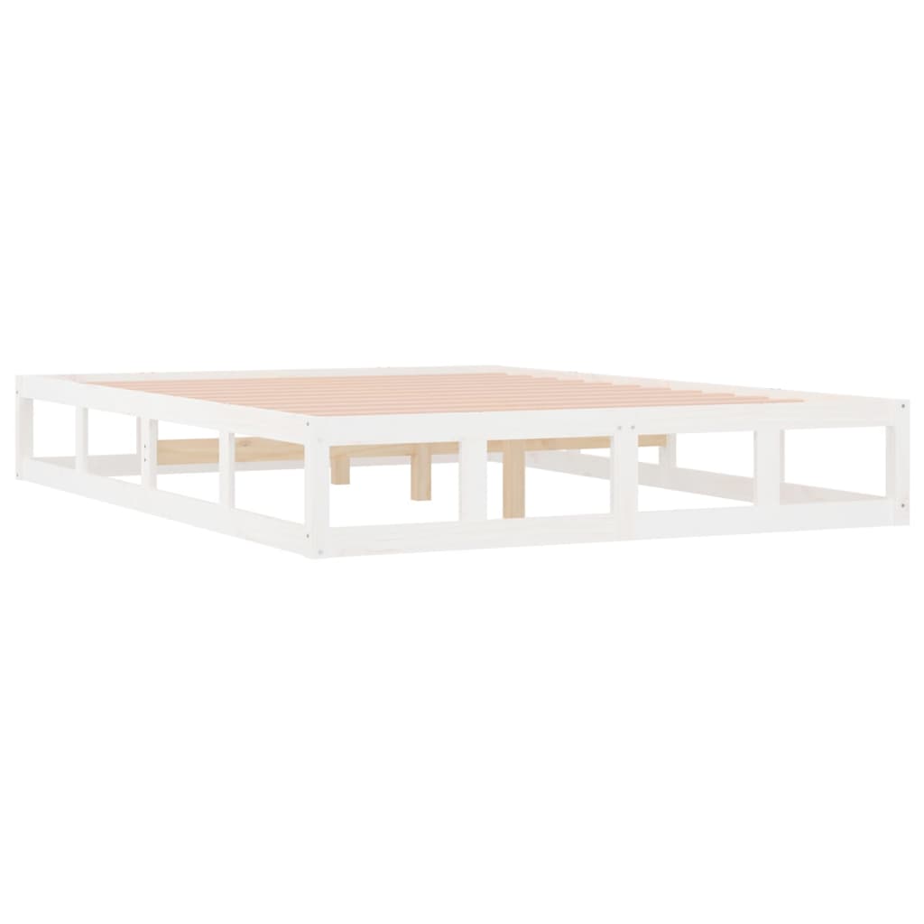 vidaXL Bed Frame White 150x200 cm King Size Solid Wood