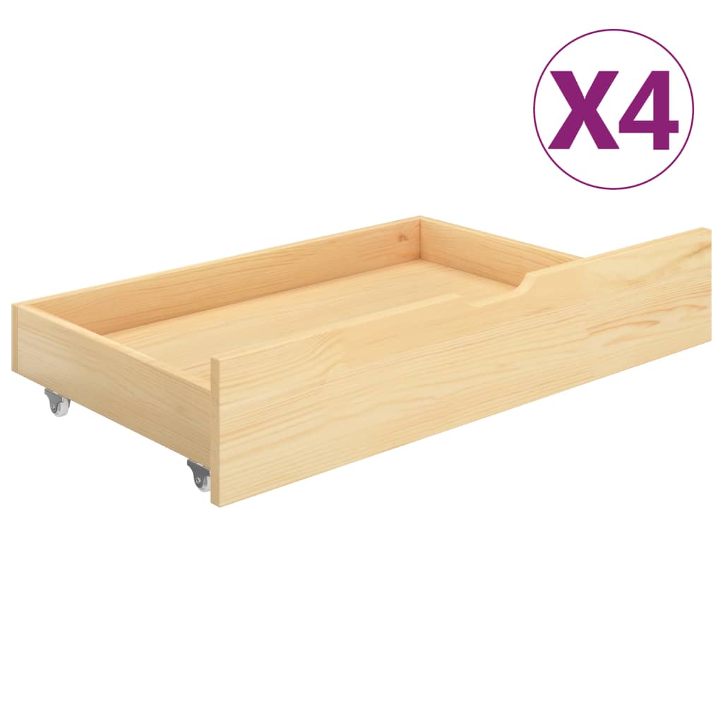 vidaXL Canopy Bed Frame with 4 Drawers Solid Pine Wood 140x200 cm