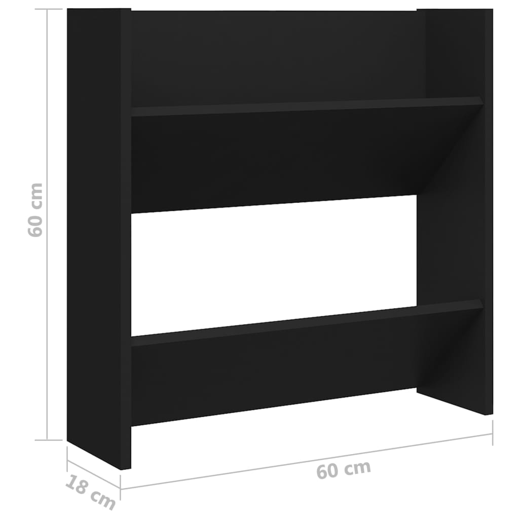 vidaXL Wall Shoe Cabinet Black 60x18x60 cm Engineered Wood