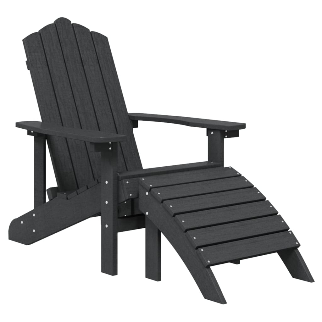 vidaXL Garden Adirondack Chair with Footstool & Table HDPE Anthracite