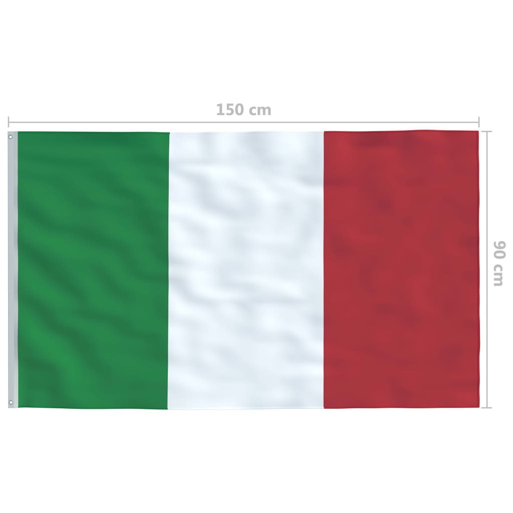 vidaXL Italy Flag and Pole Aluminium 4 m