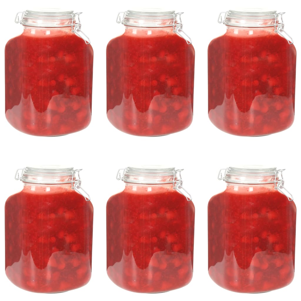vidaXL Glass Jam Jars with Lock 6 pcs 5 L