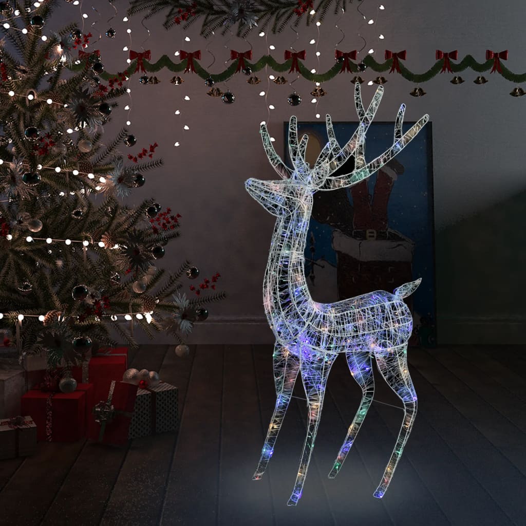 vidaXL XXL Acrylic Christmas Reindeer 250 LED 180 cm Colourful