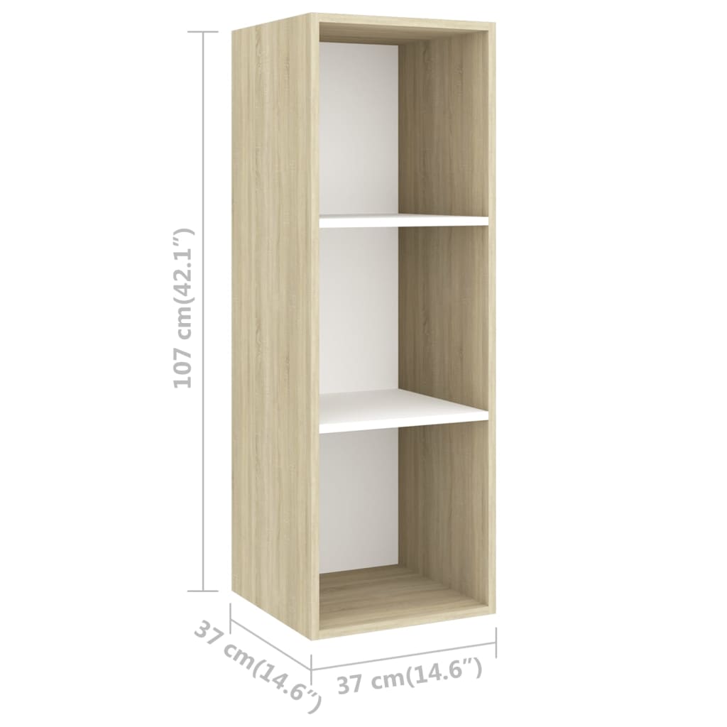 vidaXL Wall-mounted TV Cabinet Sonoma Oak and White 37x37x107 cm Engineered Wood