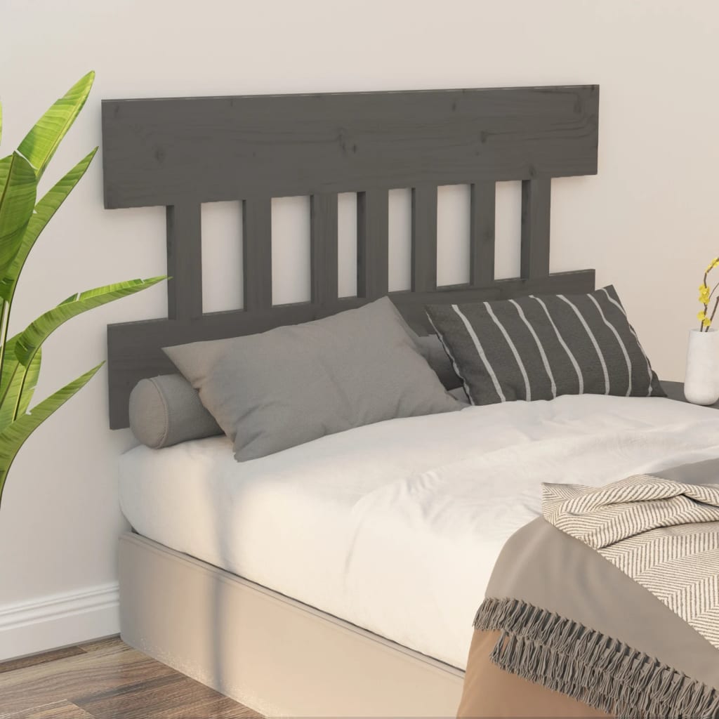 vidaXL Bed Headboard Grey 123.5x3x81 cm Solid Wood Pine