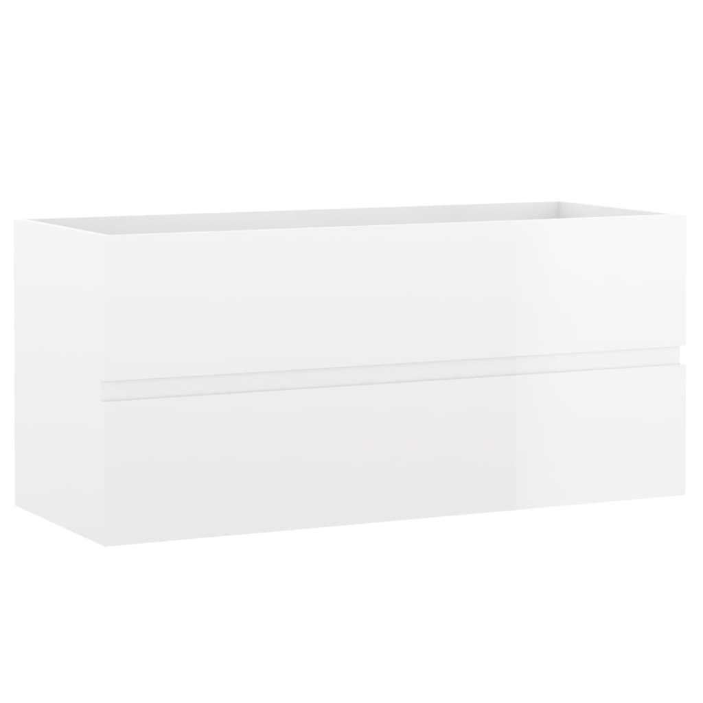 vidaXL Sink Cabinet with Built-in Basin High Gloss White Engineered Wood