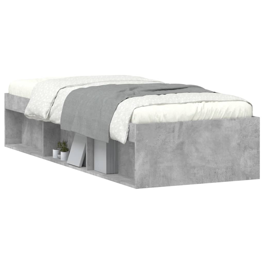vidaXL Bed Frame Concrete Grey 75x190 cm Small Single