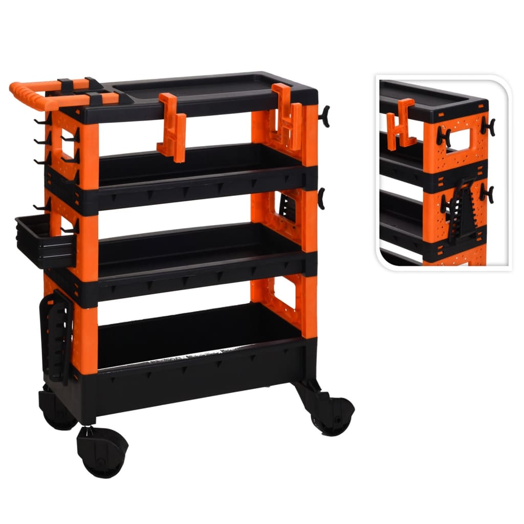 FX-Tools Tool Trolley 4-Tier Black and Orange