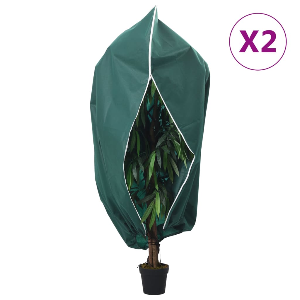 vidaXL Plant Fleece Covers with Zip 2 pcs 70 g/m² 1.2x1.8 m