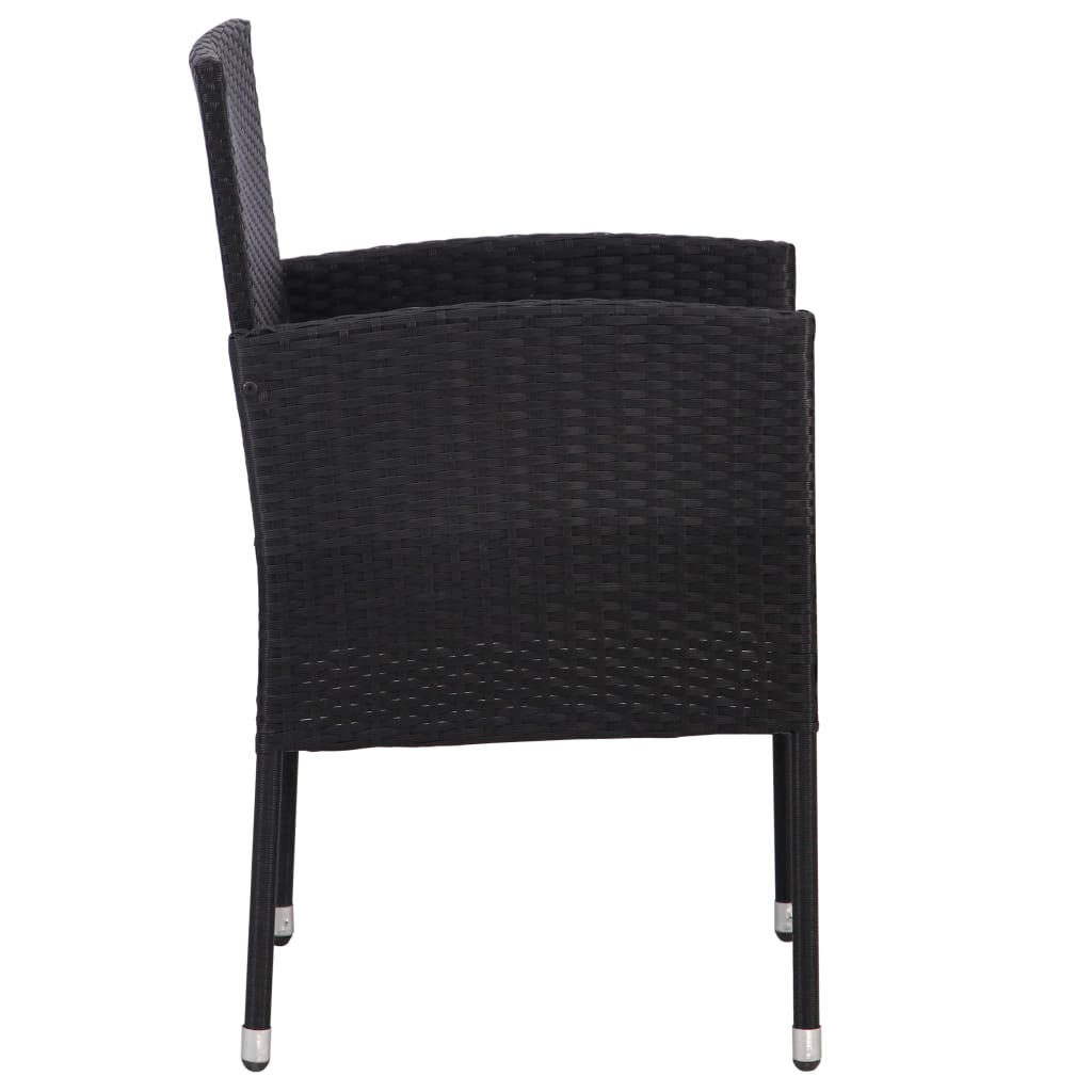 vidaXL Garden Chairs 4 pcs Poly Rattan Black