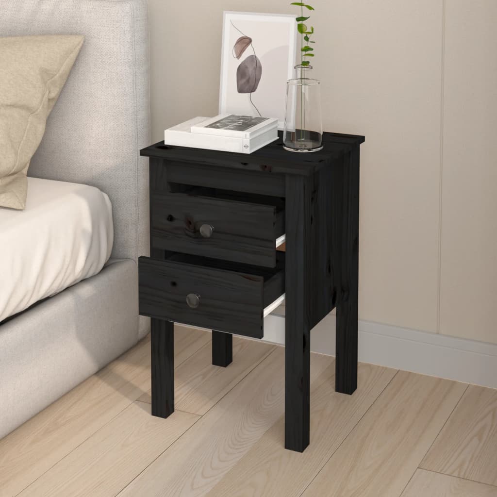 vidaXL Bedside Cabinets 2 pcs Black 40x35x61.5 cm Solid Wood Pine
