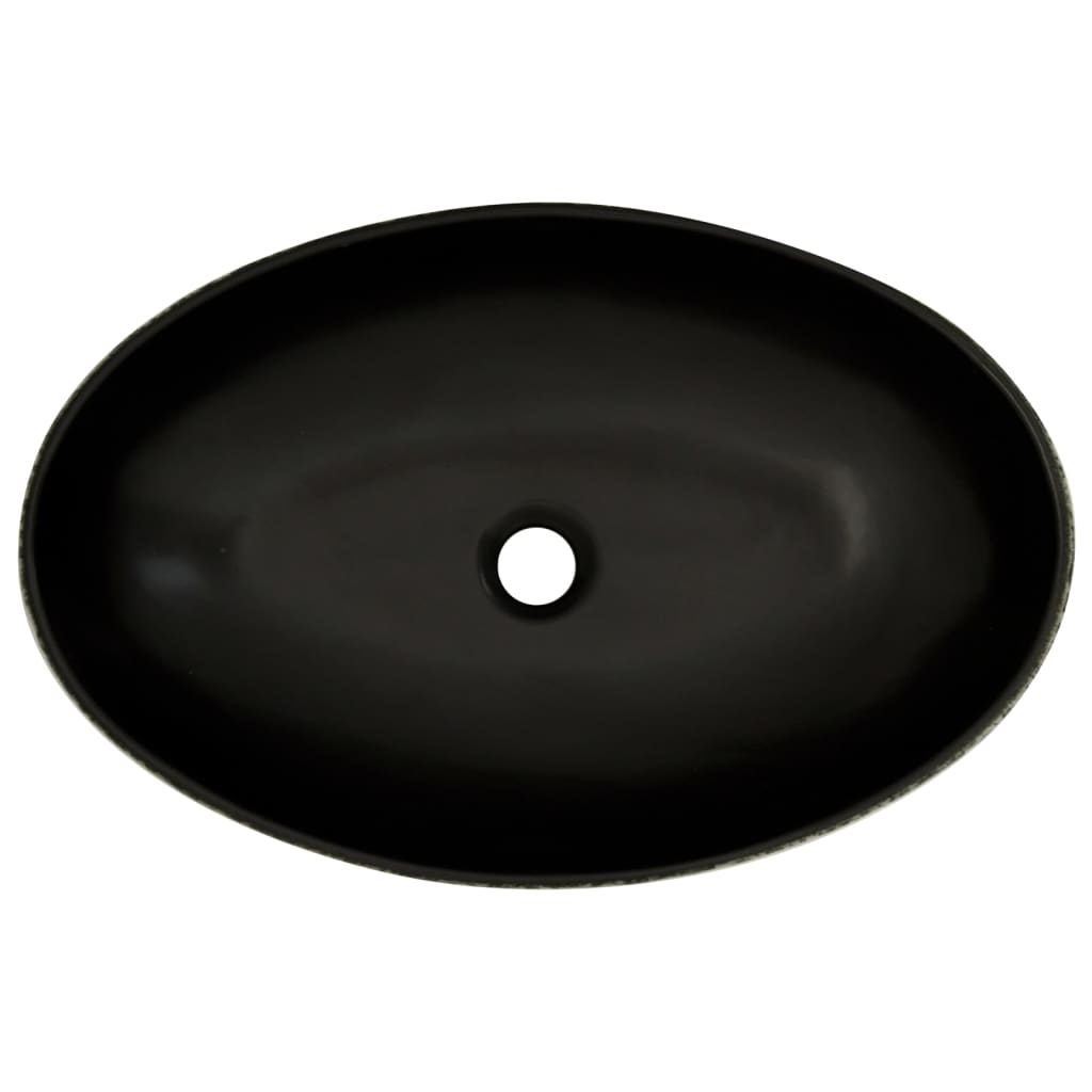 vidaXL Countertop Basin Black and Blue Oval 56.5x36.5x13.5 cm Ceramic