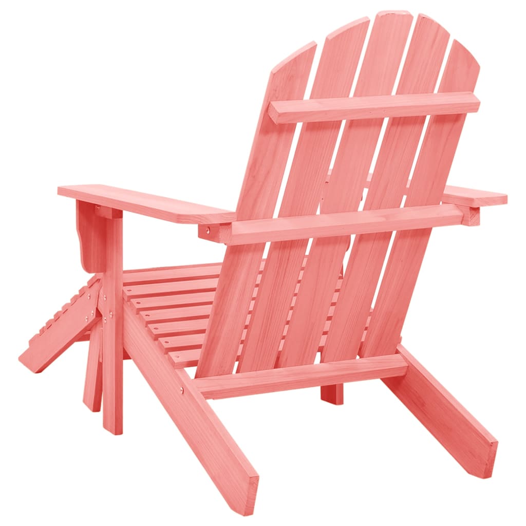 vidaXL Garden Adirondack Chair with Ottoman Solid Fir Wood Pink