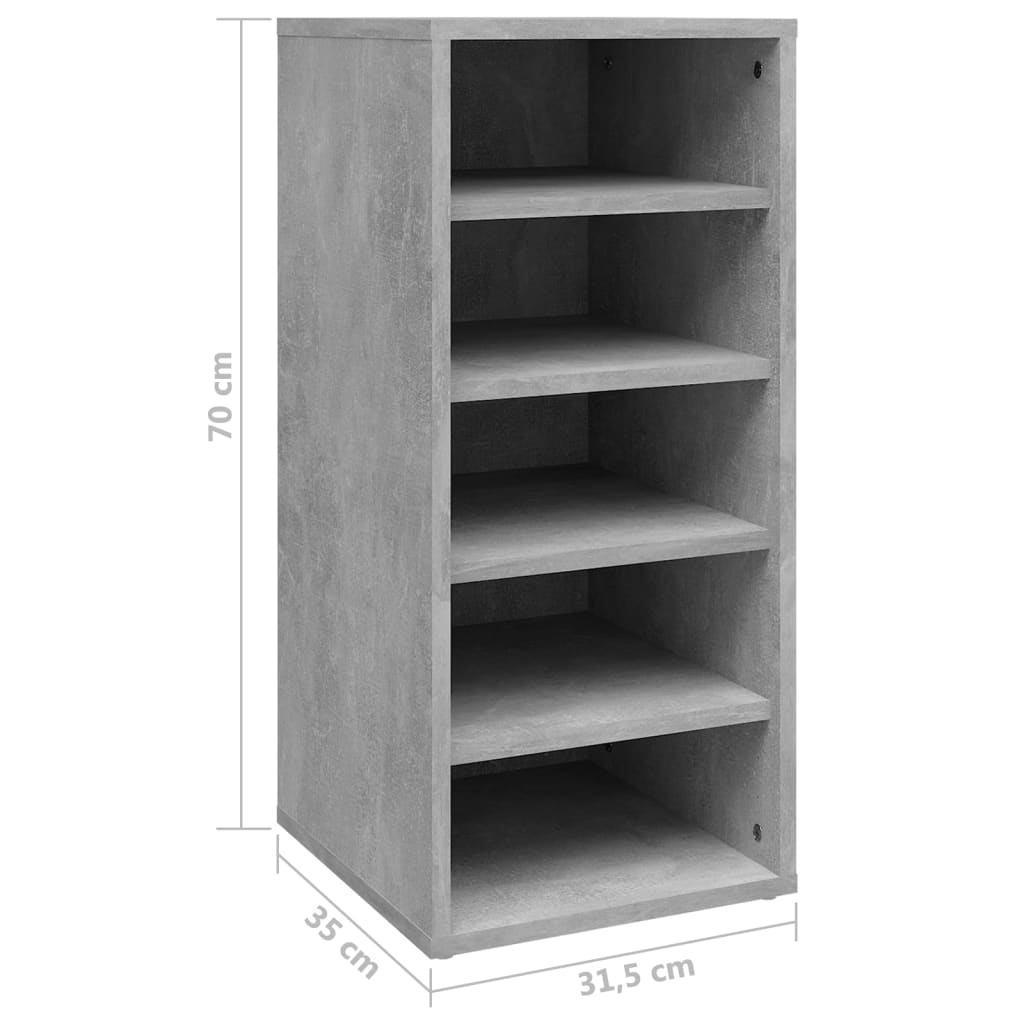 vidaXL Shoe Cabinet Concrete Grey 31.5x35x70 cm Engineered Wood