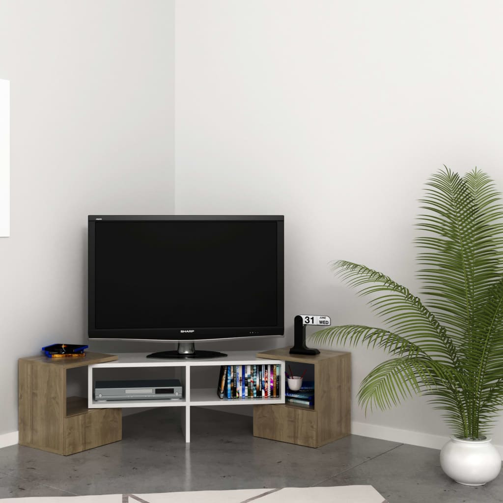 Homemania TV Stand Fold 141.2x29.7x38.8 cm White and Walnut