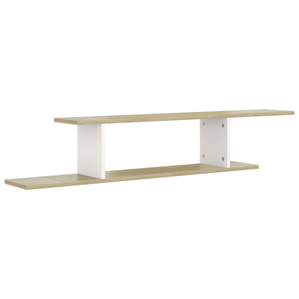 vidaXL Wall-Mounted TV Shelf White & Sonoma Oak 125x18x23 cm Engineered Wood