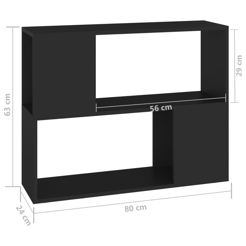 vidaXL TV Cabinet Black 80x24x63 cm Engineered Wood