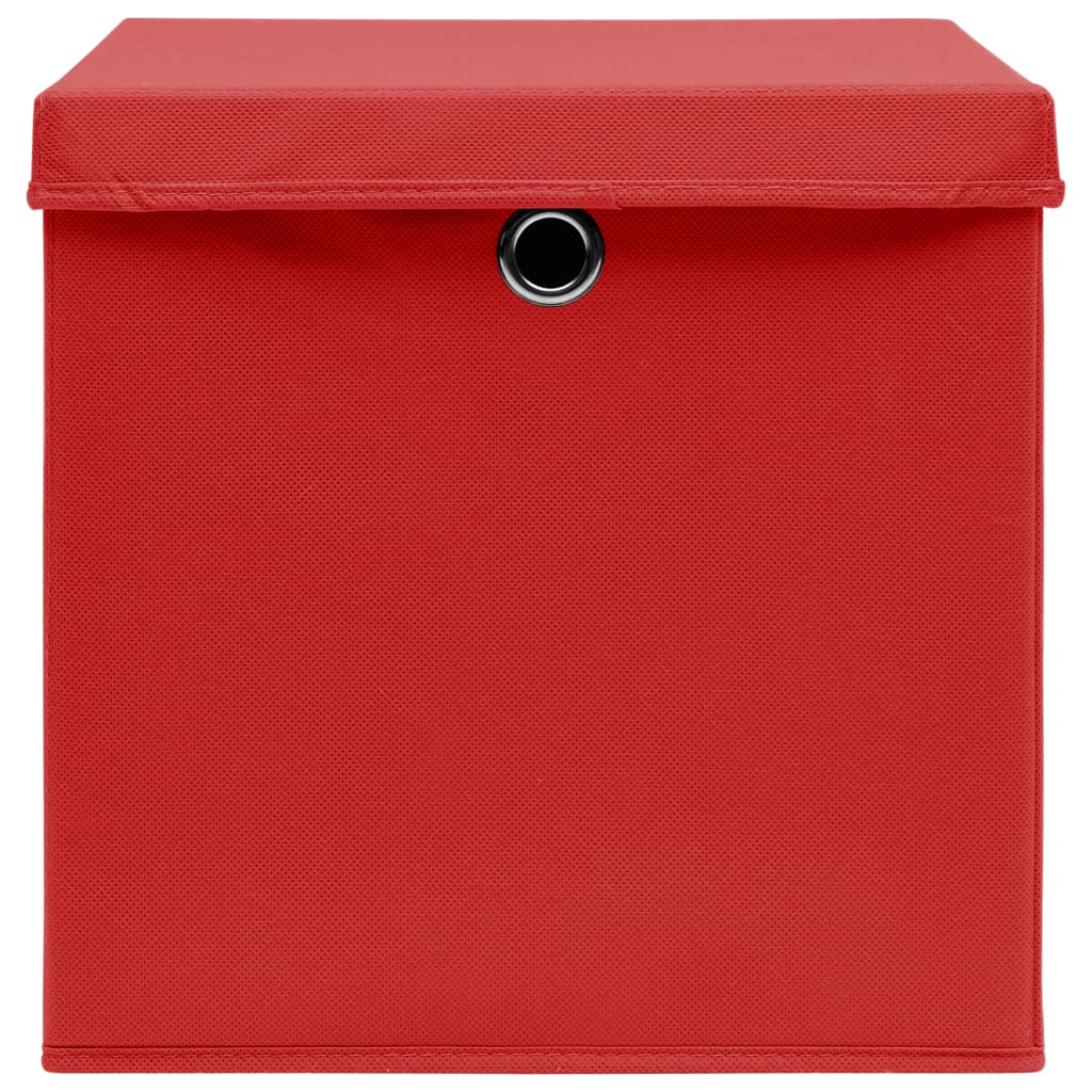vidaXL Storage Boxes with Covers 4 pcs 28x28x28 cm Red