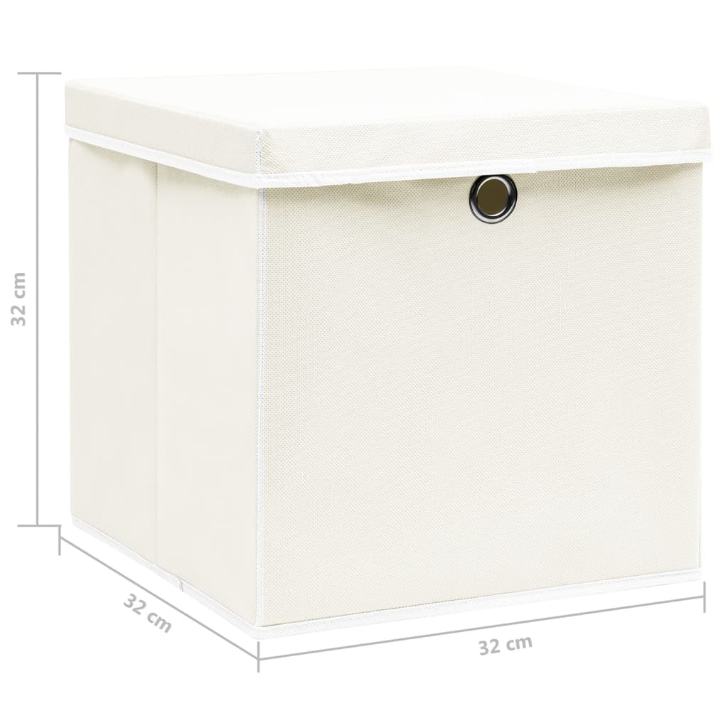 vidaXL Storage Boxes with Lids 4 pcs White 32x32x32 cm Fabric