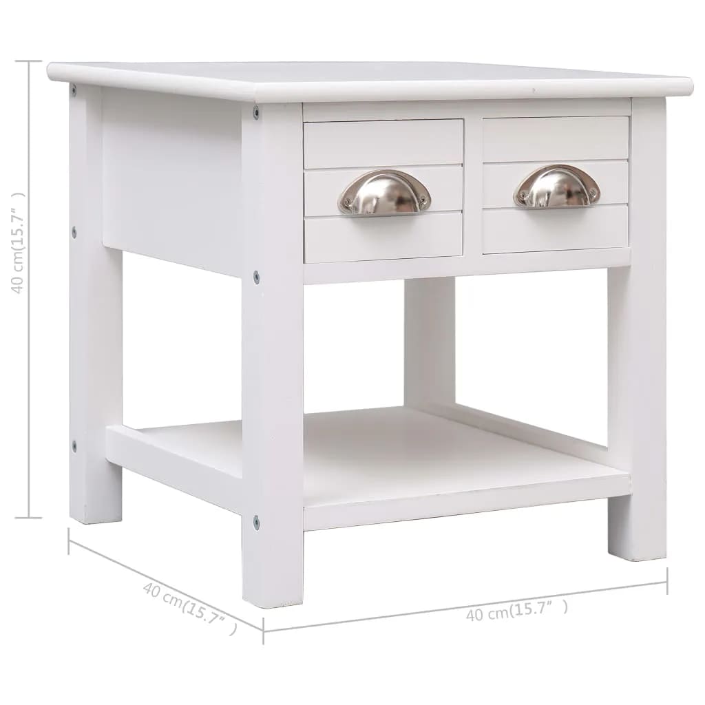 vidaXL Side Table White 40x40x40 cm Paulownia Wood