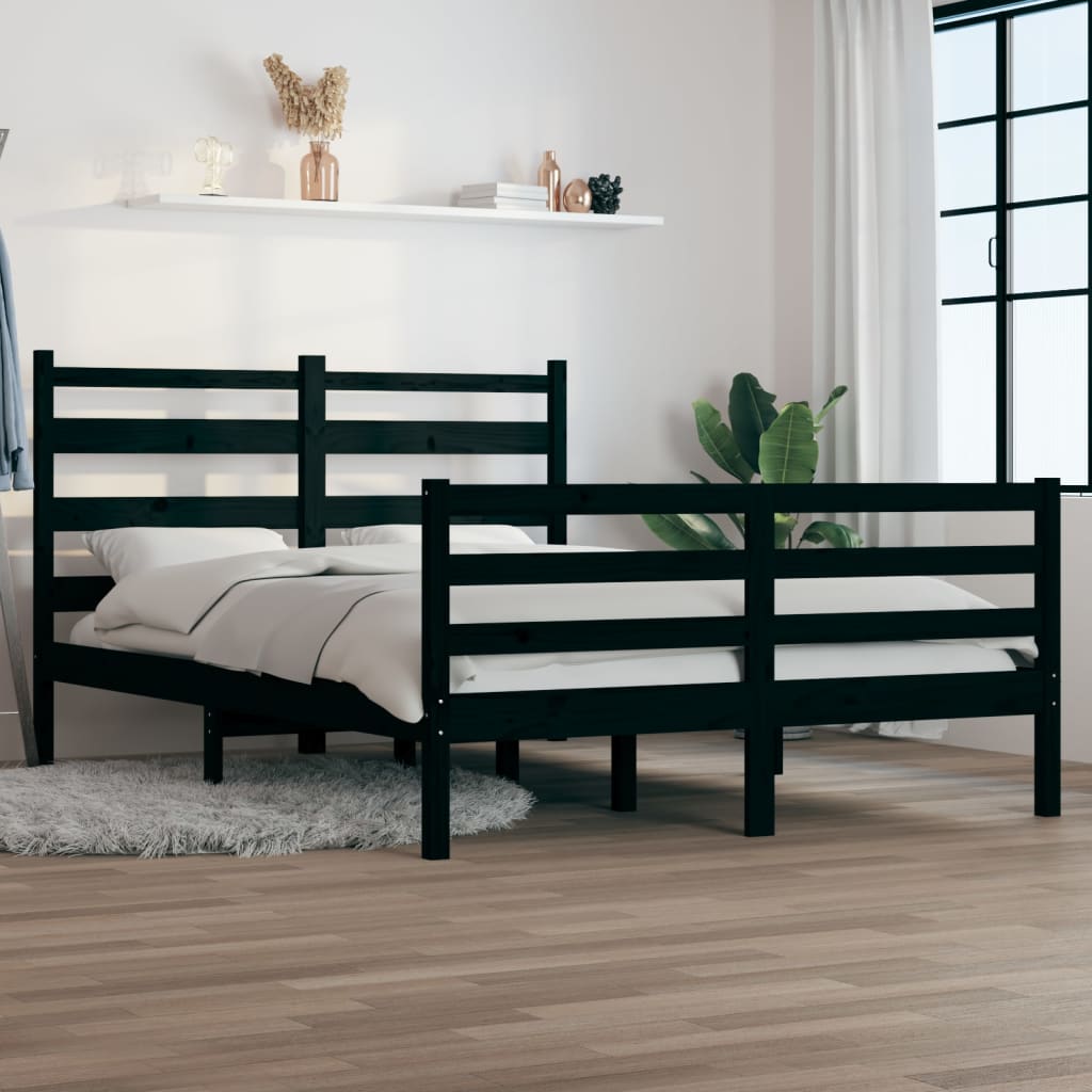 vidaXL Bed Frame Solid Wood Pine 120x200 cm Black