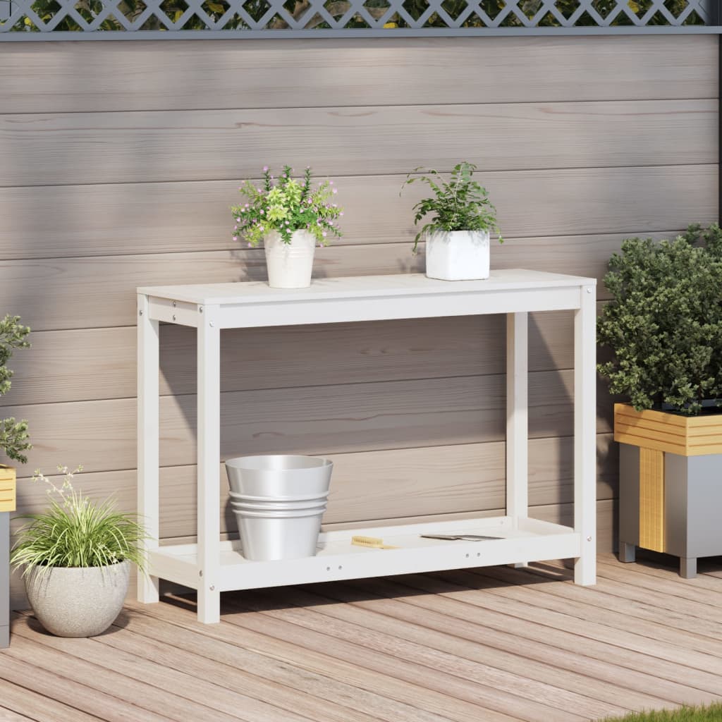 vidaXL Potting Table with Shelf White 108x35x75 cm Solid Wood Pine
