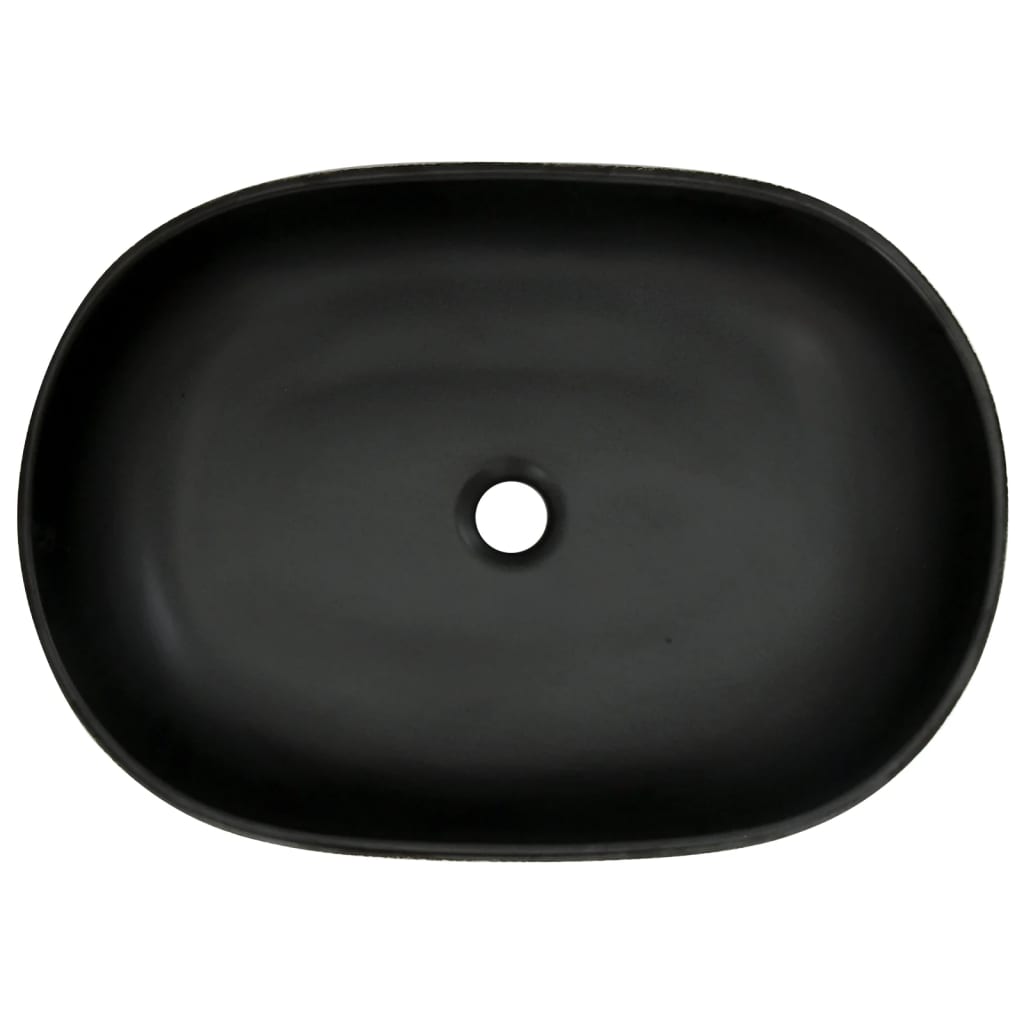vidaXL Countertop Basin Black and Blue Oval 59x40x14 cm Ceramic