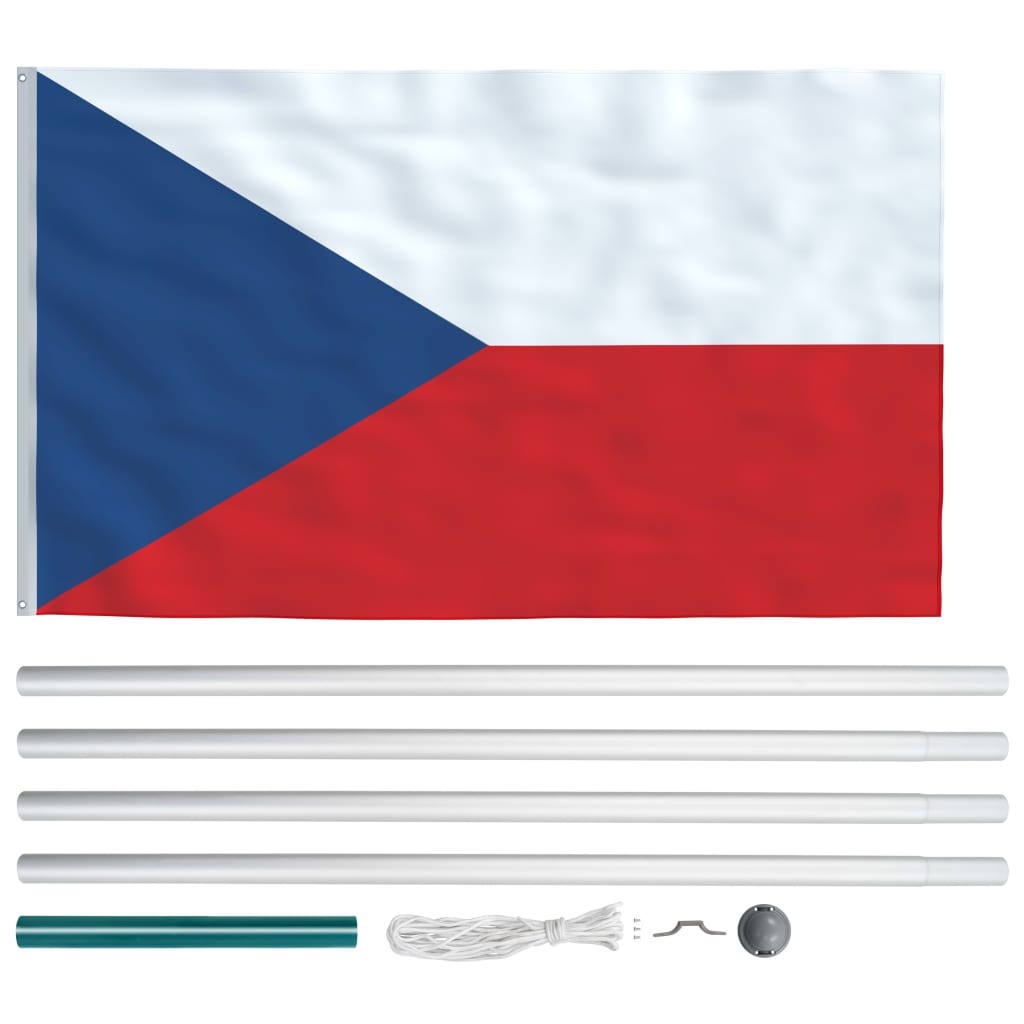 vidaXL Czech Flag and Pole Aluminium 6.2 m