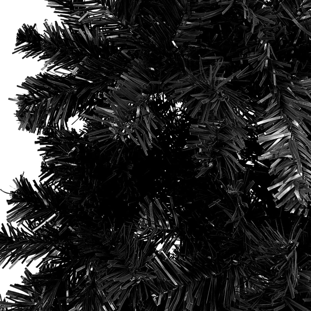 vidaXL Slim Pre-lit Christmas Tree with Ball Set Black 180 cm