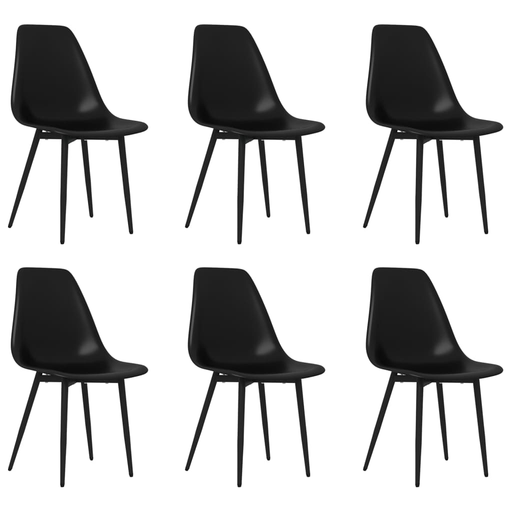 vidaXL Dining Chairs 6 pcs Black PP