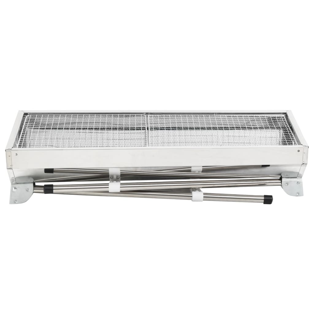 vidaXL Portable Folding Camping BBQ Grill Stainless Steel