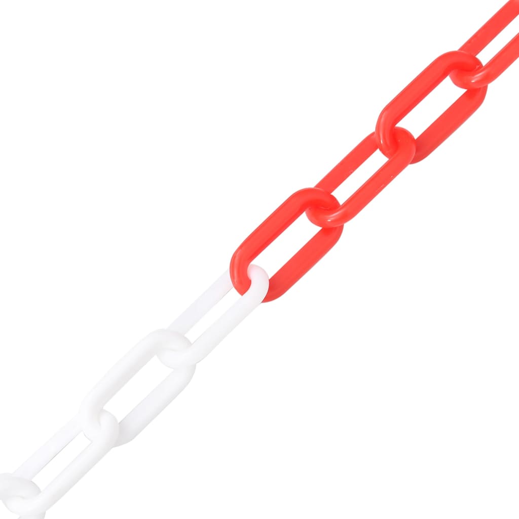 vidaXL Warning Chain Red and White 30 m Ø8 mm Plastic