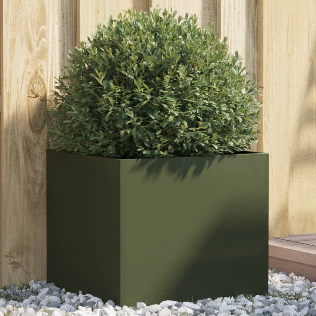 vidaXL Planter Olive Green 42x40x39 cm Cold-rolled Steel