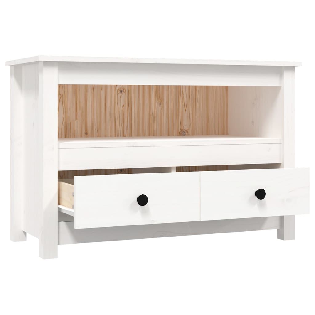 vidaXL TV Cabinet White 79x35x52 cm Solid Wood Pine